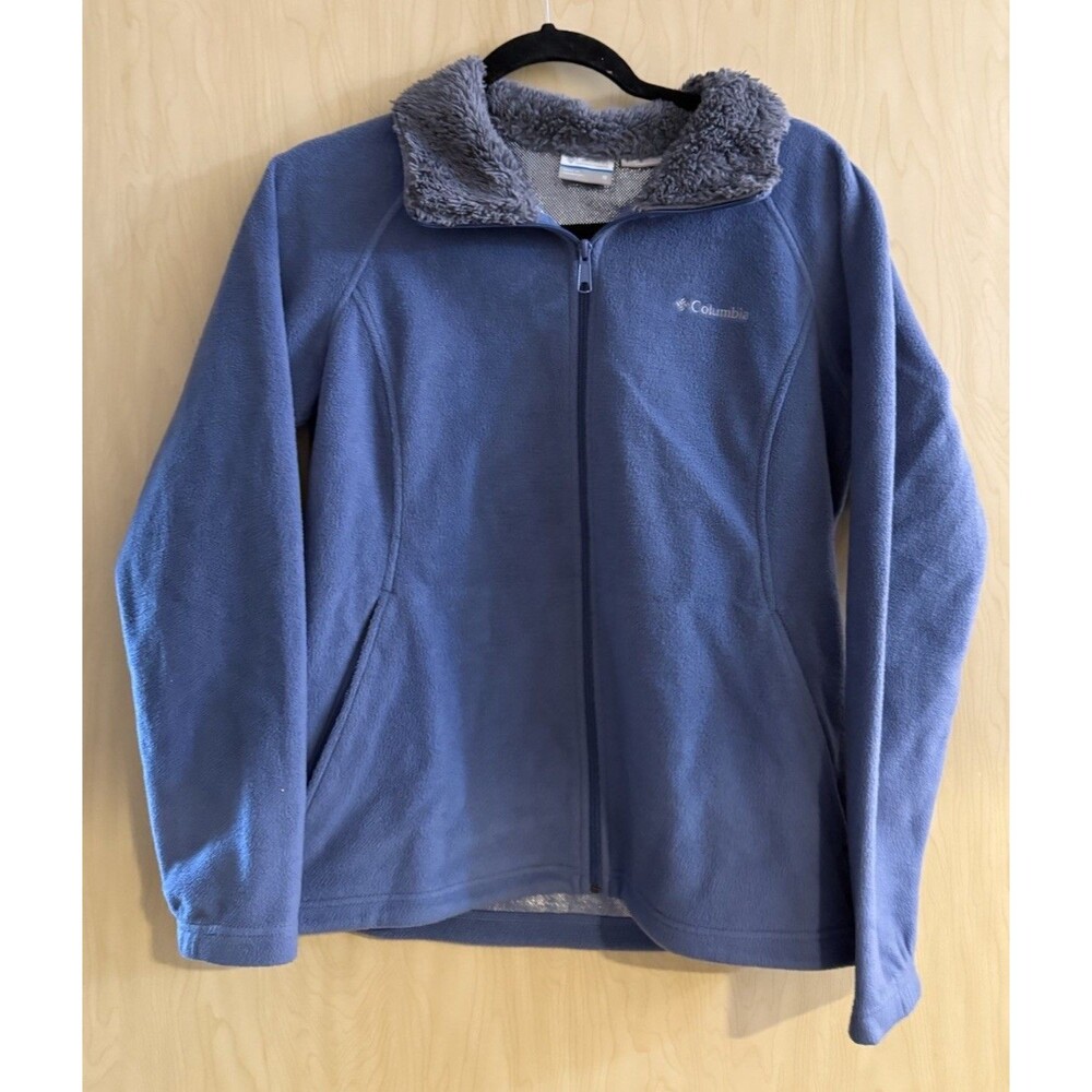 Columbia Omni Heat Fleece Zip Up Jacket Blue Women’s Sz Medium